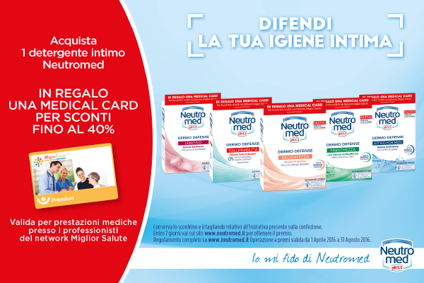 Promozione Neutromed: acquista un detergente intimo e avrai in regalo una Medical Card